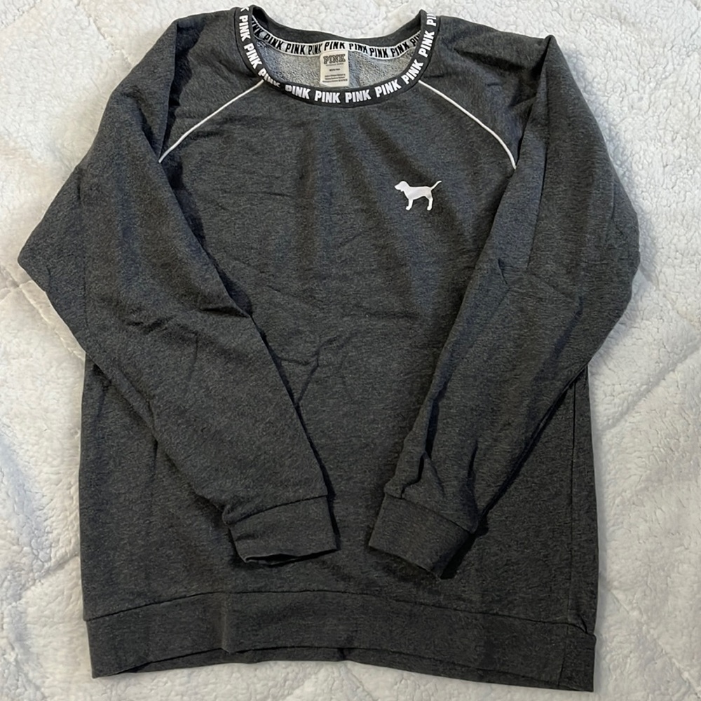 Dark gray, size medium, Pink crew neck